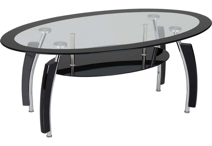 Seconique Elena Clear Glass/Black Border/Black Glass/Silver/Black Coffee Table