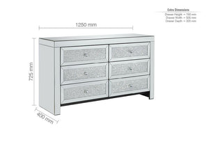 Birlea Vienna Mirrored Glass with Crystal 4 Drawer Chest and 6 Drawer Chest (5600490029222)