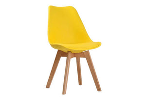 LPD Louvre Black, Grey, White & Yellow Plastic & Beech Cushioned Dining Chair (6074488815790)