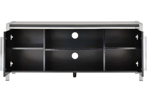 Seconique Charisma Grey & White Gloss w/Chrome 2 Door 2 Open Shelf TV Unit (6080921993390)