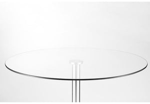 Julian Bowen Milan Round Glass Brushed Steel Pedestal Table (5801673687206)