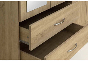 Seconique Nevada Grey, Oyster, Sonoma Oak & White 4 Door 2 Drw Mirrored Wardrobe (6541893009582)