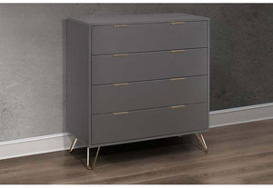 Birlea Arlo Matt Grey with Gold Hair Pin Leg Chest 4 Drawer,5 Drawer & 6 Drawer (5786113015974)