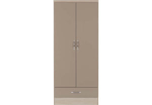 Seconique Nevada Grey, Oyster, Sonoma Oak and White 2 Door 1 Drawer Wardrobe (5762520842406)