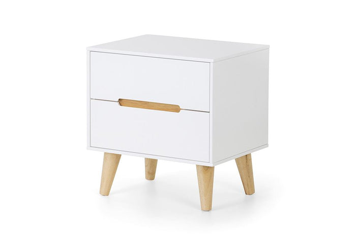 Julian Bowen Alicia White 2 Drw Bedside Table/Nightstand/Bedside Cabinet Chest