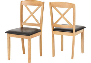 Seconique Mason Oak Varnish/Brown Faux Leather Dining Chair (5781313487014)