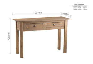 Birlea Santiago Distressed Waxed Finish Solid Pine 2 Drawer Console Table (5596193783974)