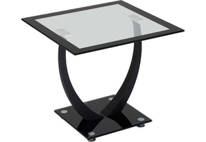 Seconique Hanley Clear Glass/Black Border/Black Glass/Black Lamp Table (5745015128230)