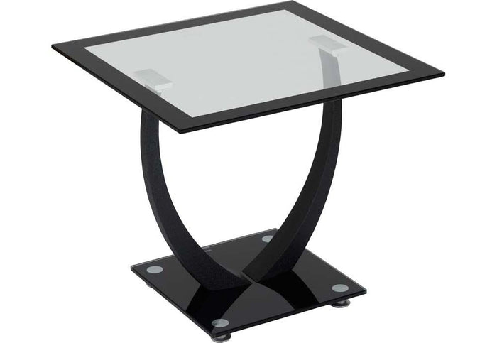 Seconique Hanley Clear Glass/Black Border/Black Glass/Black Lamp Table