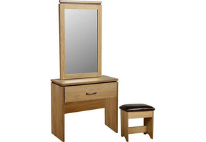 Seconique Charles Oak w/ Brown and White w/ Black 1 Drawer Dressing Table Set (5769066938534)