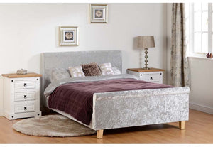 Seconique Shelby Grey Crushed Velvet High Foot End Sleigh Bed 4FT6 Double (5759396708518)