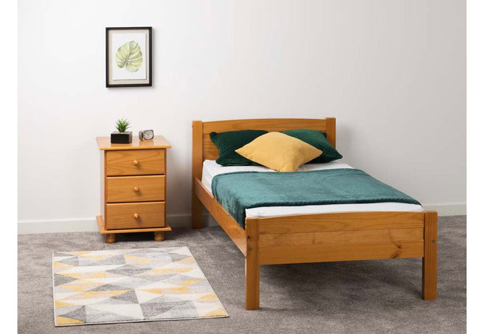 Seconique Amber Antique Pine White Solid Pine Wooden Bed 3FT Single 4FT6 Double