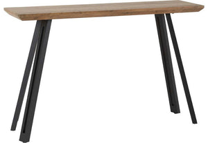 Seconique Quebec Medium Oak Effect with Black Straight Edge Console Table (5759183388838)