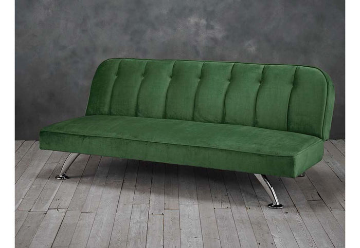 LPD Brighton Green, Grey, Orange, Pink Velvet Fabric Vintage Style Sofa Bed