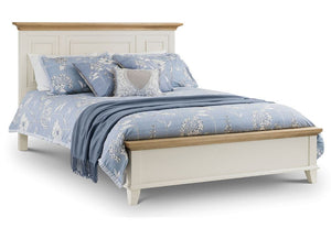 Julian Bowen Portland Stone White with Light Oak Wooden Bed 4FT6 Double 5FT King (5644864356518)