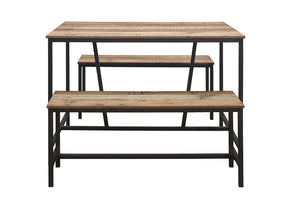 Birlea Urban Rustic Wood Effect with Black Metal Frame Dining Table & Bench Set (5596113698982)