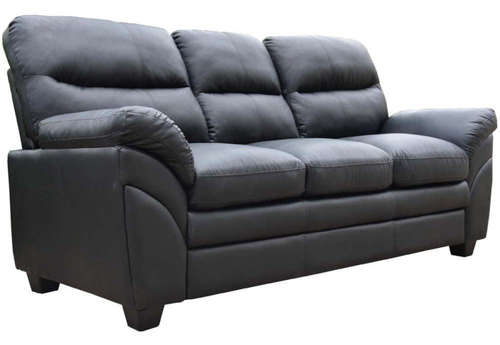 Seconique Capri Black, Charcoal and Grey Faux Leather 3 Seater & 2 Seater