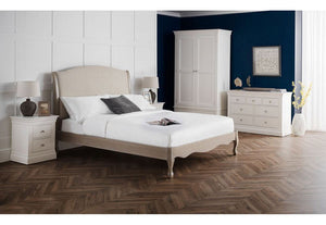 Julian Bowen Camille Solid Oak Fabric Upholstered Bed 4FT6 Double 5FT King Size (5641538338982)