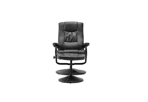 Birlea Memphis Black Grey Tan Faux Leather Swivel Armchair with Footstool (5600679461030)