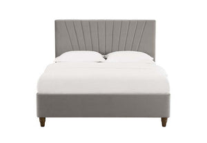 LPD Furniture Lexie Mustard Pink Silver Upholstered Fabric Bed Double King Size (6164080853166)