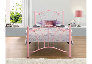 Birlea Sophia Cream and Pink Steel Metal Bed Frame 3FT Single - 90cm (5597591797926)
