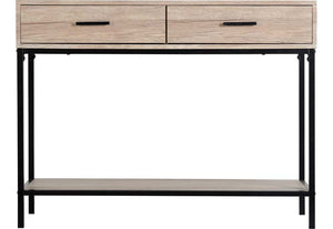 Seconique Warwick Oak Effect Veneer with Black Console Table (5759183224998)