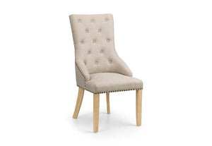 Julian Bowen Loire Oatmeal Linen & Rubbewood Button Back Dining Chair (7582881120430)