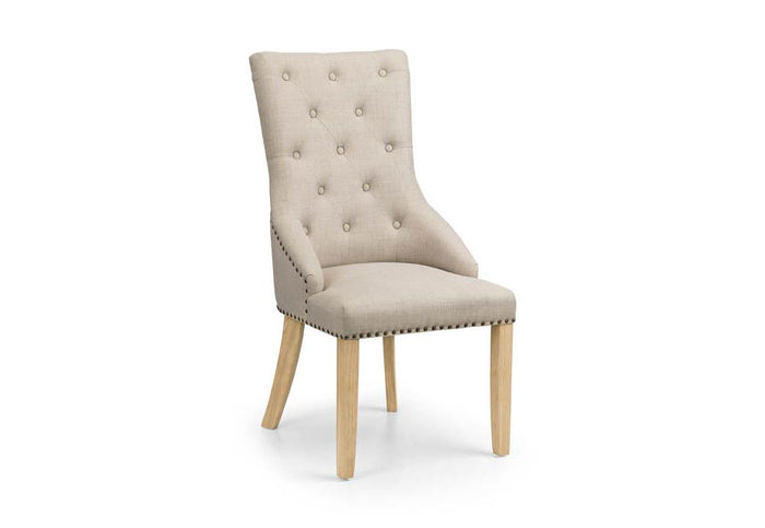 Julian Bowen Loire Oatmeal Linen & Rubbewood Button Back Dining Chair