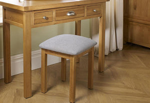 Birlea Woburn Oak Veneer Solid Oak Dressing Table Stool (5596214722726)