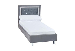 LPD Furniture Crystalle Black & Grey Faux Leather Bed Single Double King Size (6164060537006)