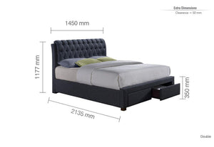 Birlea Valentino Charcoal Grey 2 Drawer Upholstered Fabric Bed Double and King (5597412655270)