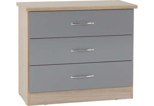Seconique Nevada Grey, Oyster, Sonoma Oak and White 3 Drawer Chest (5774986772646)