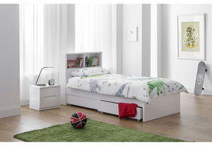 Julian Bowen Manhattan White Wooden Bookcase Bed with Underbed Drw 3FT Single (6570336092334)