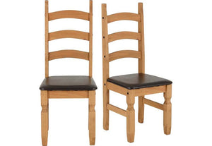 Seconique Corona Distressed Waxed Pine/Cream and Brown Faux Leather Dining Chair (5780959330470)