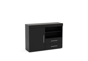 Birlea Edgeware Black Walnut &Black White White & Grey 1 Door 2 Drawer Sideboard (5600648724646)