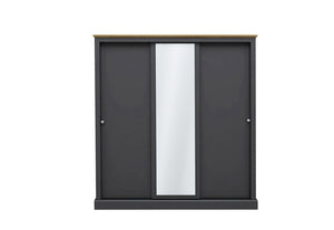 LPD Devon Oak/White, Oak/Charcoal & Oak 3 Door Sliding Wardrobe (6169469321390)