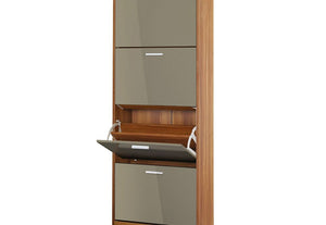 LPD Furniture Strand Black White & Grey High Gloss and Walnut 2 Drw Shoe Cabinet (6167988797614)