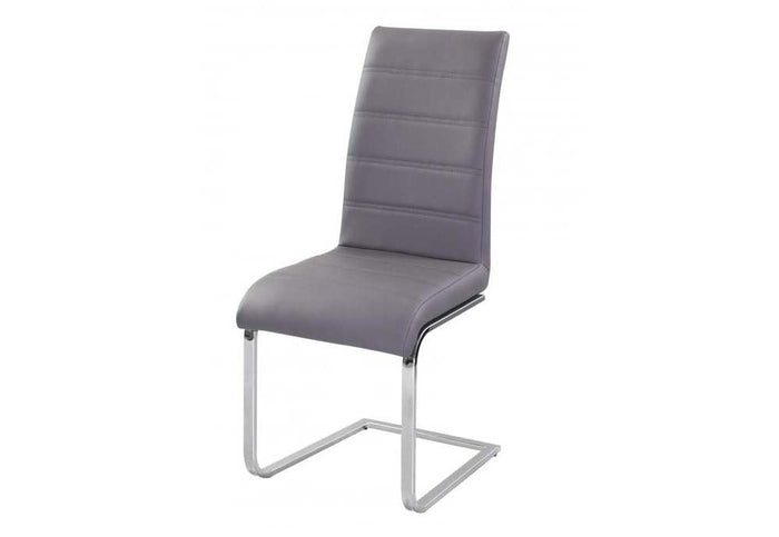OSD Bochum Chrome & Grey White PU Dining Chairs (Set of 2)