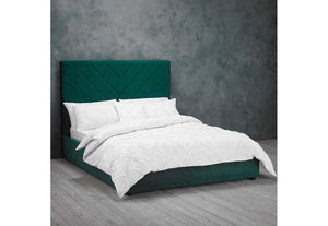 LPD Islington Blue Green & Orange Upholstered Fabric Bed Double King Size (6164079673518)