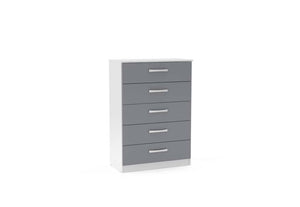 Lynx White & Grey Gloss Bedroom Furniture Wardrobe Chest Bedside by Birlea (6772089815214)