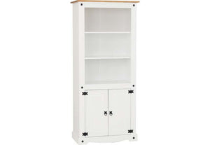 Seconique Corona White and Distressed Waxed Pine 2 Door Display Unit/Bookcase (5769200042150)