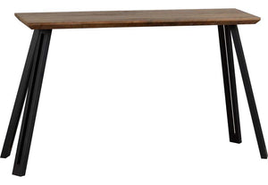 Seconique Quebec Medium Oak Effect with Black Straight Edge Console Table (5759183388838)
