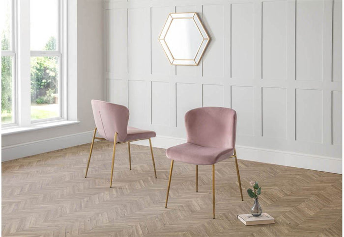 Julian Bowen Harper Dusky Pink, Grey & Blue Velvet Set of 6 Dining Chairs