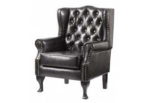 Dorchester Black & Brown Faux Leather Winged Back Arm Chair (7612925968558)