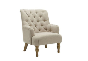 Birlea Padstow Grey and Wheat Button Back Upholstered Fabric Chair (5600682377382)