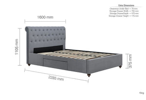 Birlea Marlow 2 Drawer Upholstered Fabric Bed Double, King and Super King Size (5597390373030)