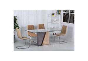 OSD Nou Barris Brown & Grey PU with Chrome Leg Dining Chair (7622594887854)