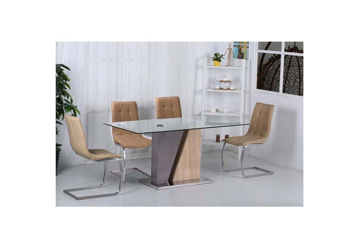 OSD Nou Barris Brown & Grey PU with Chrome Leg Dining Chair