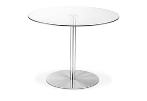 Julian Bowen Milan Round Glass Brushed Steel Pedestal Table (5801673687206)