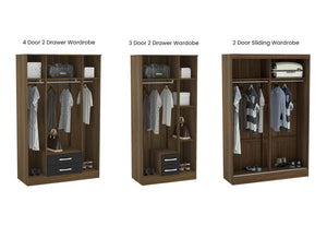 OSD Lynx High Gloss Walnut and Black Wardrobe (7582011195566)